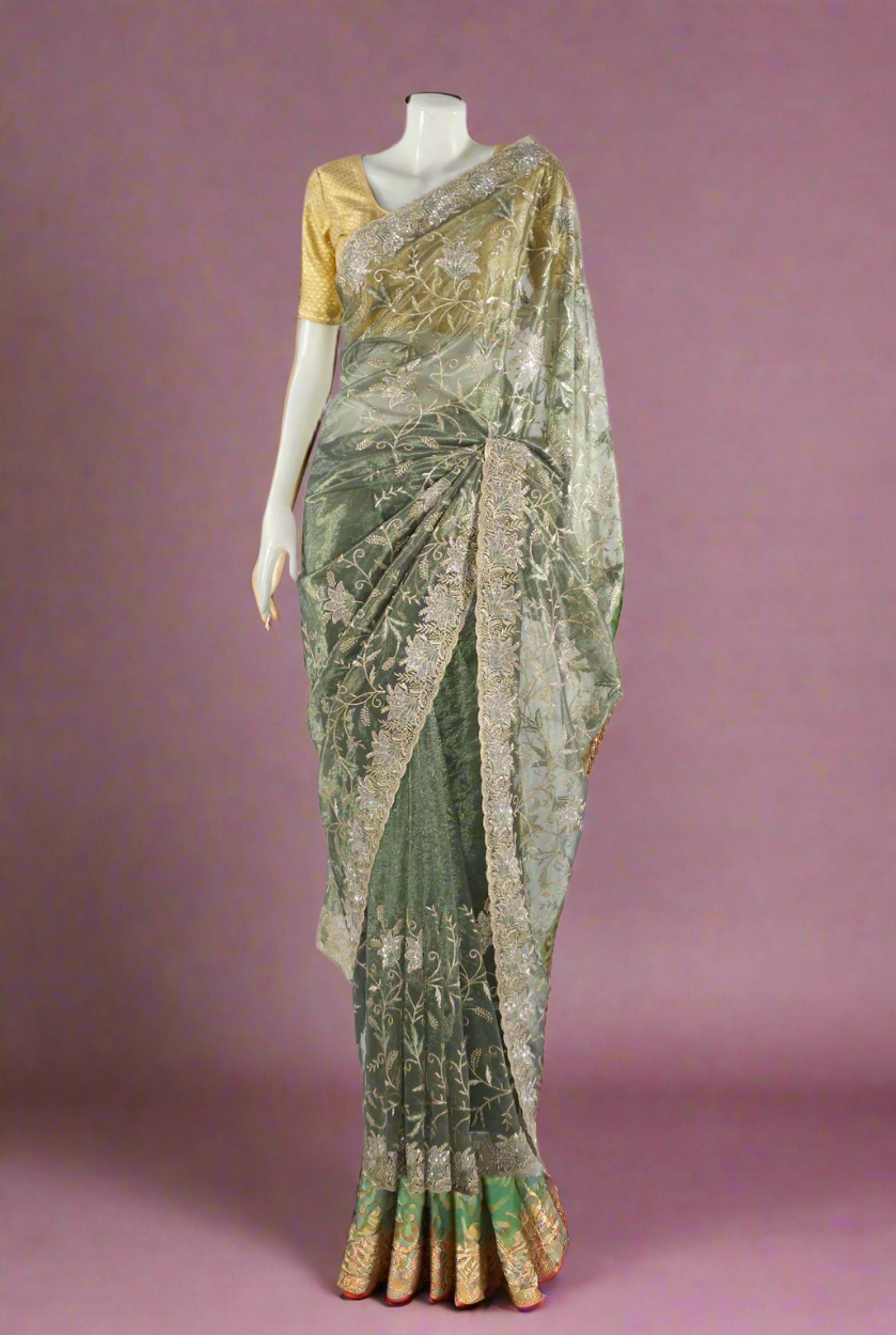 Women Laser Chiffon Georgette Saree 0001