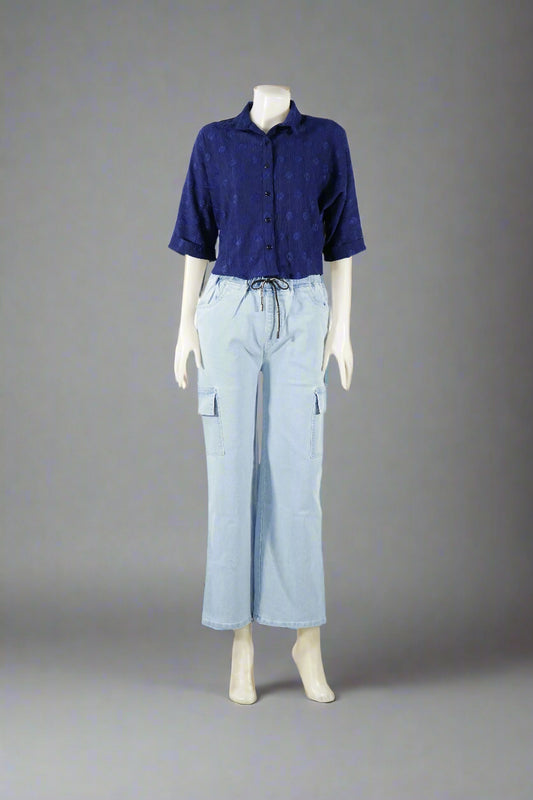 Light Blue Cargo Ladies Pants